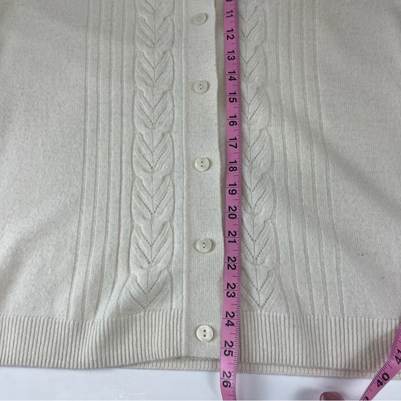 Isaac Mizrahi Live Cardigan Sweater Womens Medium Cream Collar 100% Cashmere - Picture 7 of 7